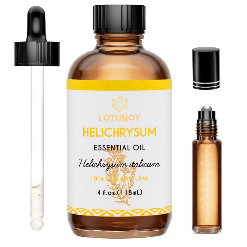 LOTUSJOY Helichrysum Essential Oil, 100% Pure Helichrysum Italicum Oil for Bruising Skin Roll On Diffuser Room Spray - 4 Oz