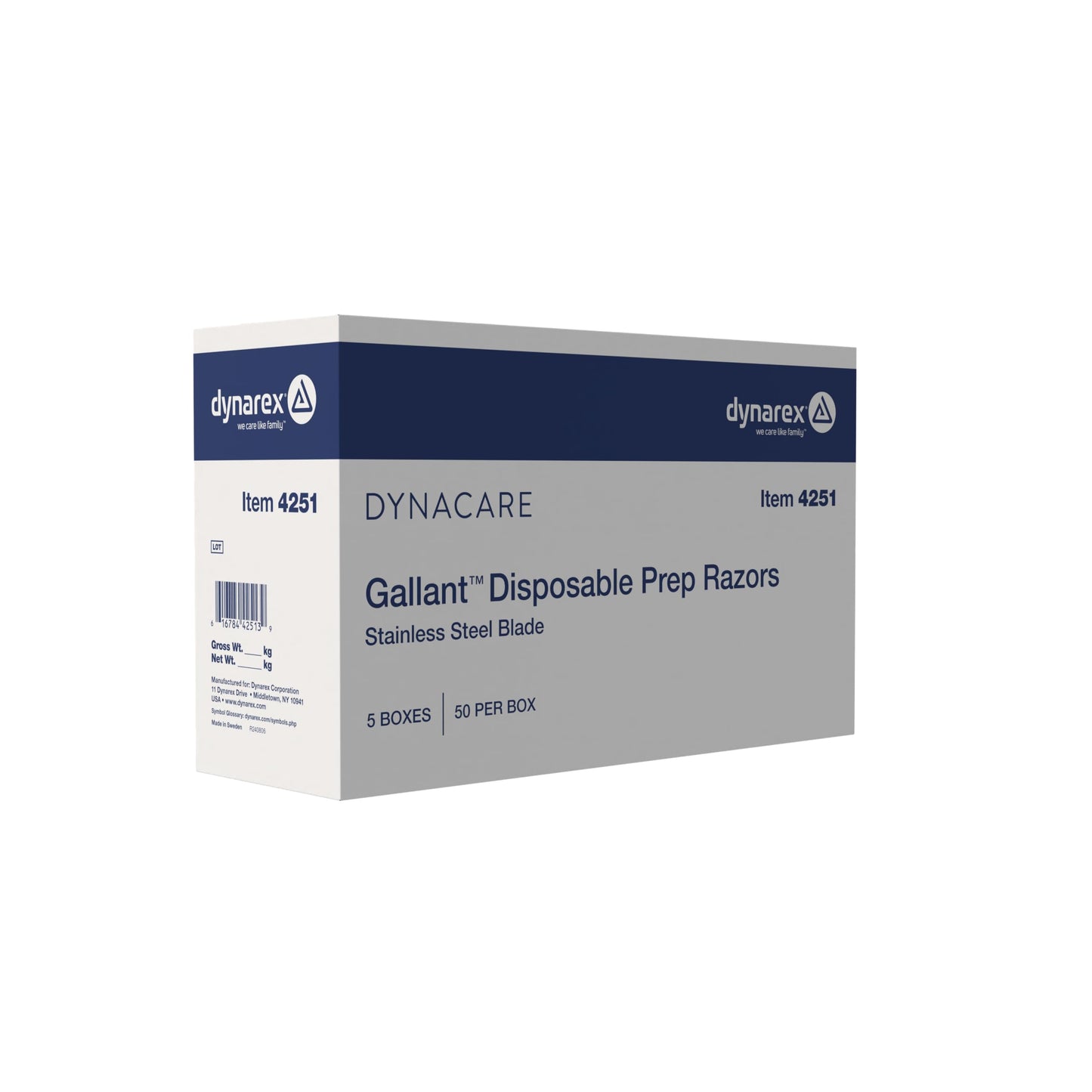 Dynarex Gallant Disposable Prep Razors, Used before ECG and other Procedures, Disposable Razors with Open Design, Ergonomic Surgical Prep Razors, 1 Box of 50 Razors
