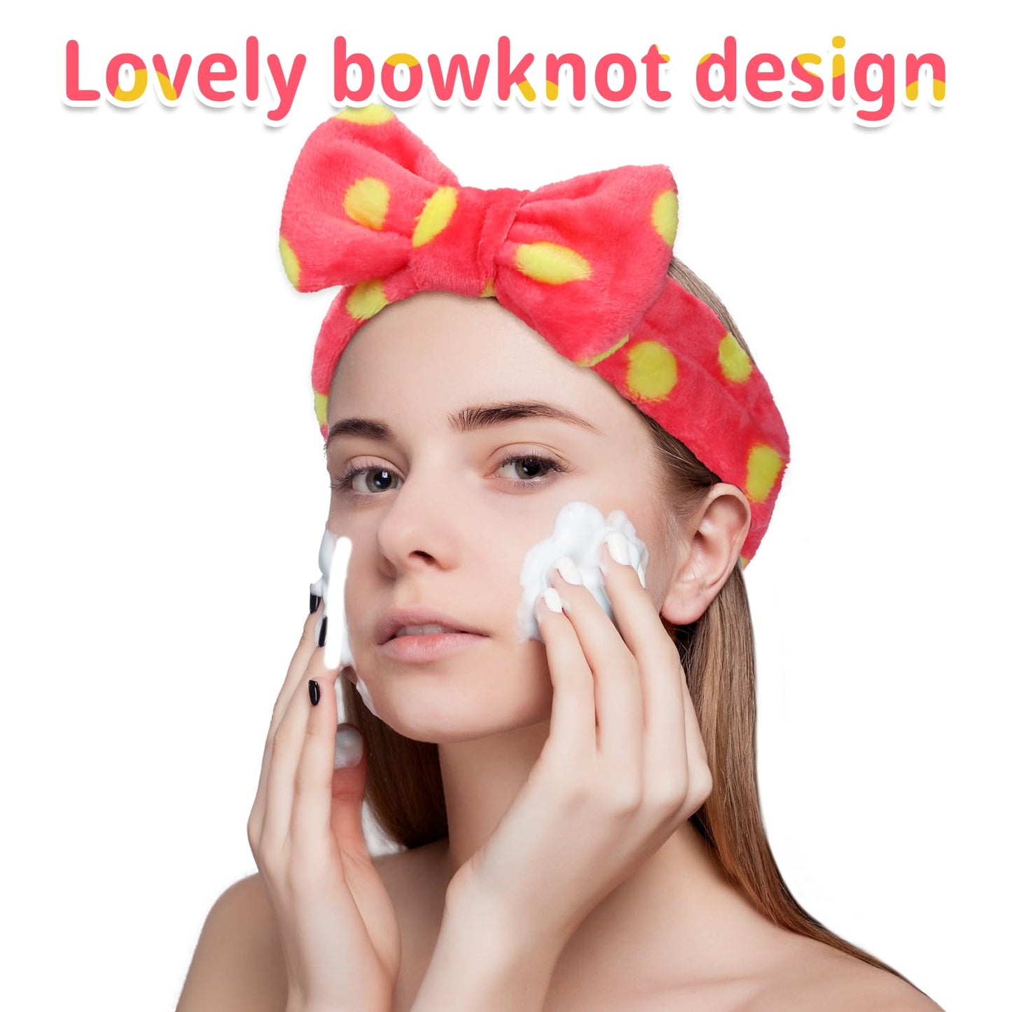 Riceshoot 24 Pcs Spa Headband Bow Hair Band for Washing Face Women Skincare Elastic Makeup Headband Coral Fleece Face Wash Facial Head Wraps Hair lace for Cosmetic Shower