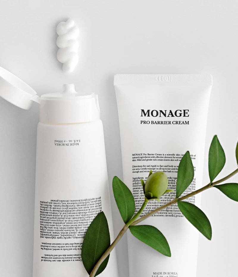 MONAGE Pro Barrier Cream, Korean Moisturizer Face Cream - Vegan, Hydration Boost, Gentle Formula, Soothing for Extremely Dry Skin, Nourishing, 3.4 fl oz (100ml)