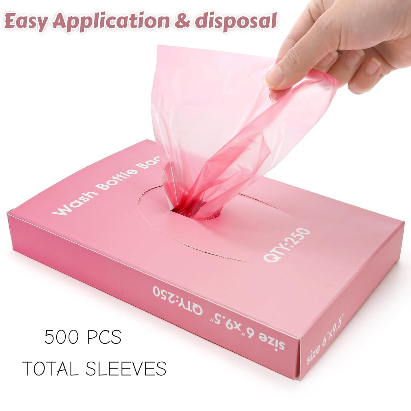 ZOOFOX 500 Disposable Tattoo Wash Bottle Bags - Pink Odorless Squeeze Covers | Ideal for Tattoo Supplies