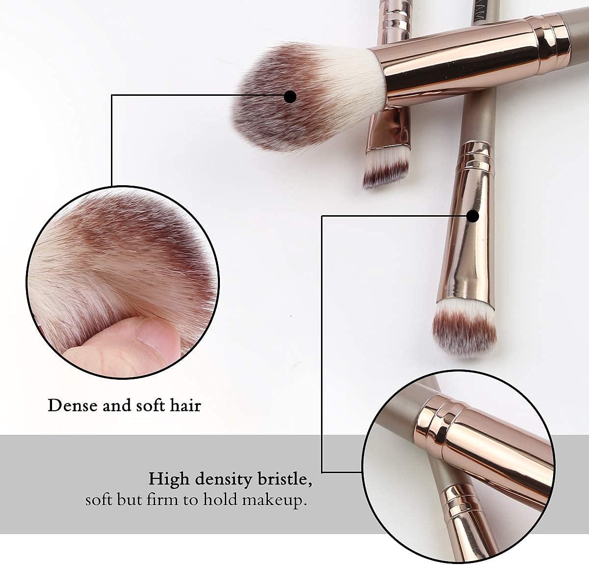 Makeup Brushes, 18 Pcs Professional Premium Synthetic Makeup Brush Set with Case, Foundation Kabuki Eye Travel Make up Brushes sets (Champagne Gold)