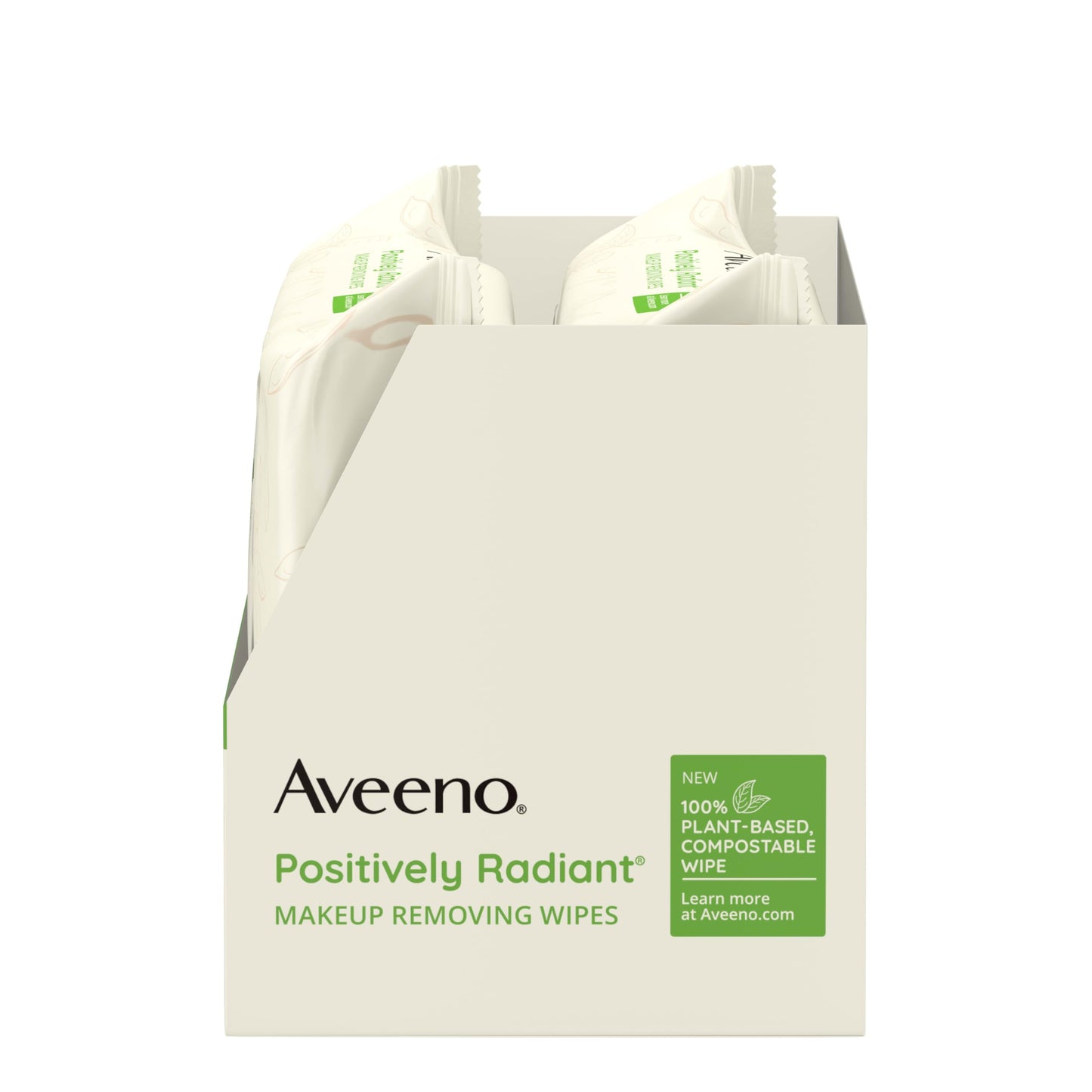 Aveeno Positively Radiant Makeup Remover Wipes, Oil Free, Alcohol Free, Non-Comedogenic Facial Cleansing Wipes, Gentle Face Wipes for Sensitive Skin, Travel Makeup Wipes, Twin Pack, 2 x 25 Ct