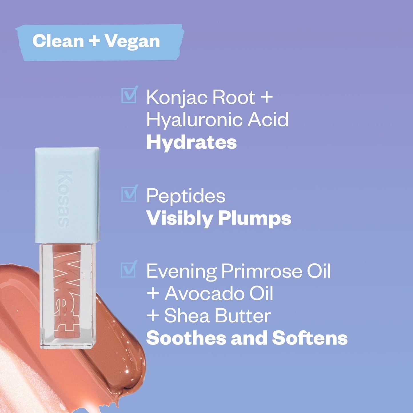 Kosas Wet Lip Oil Gloss – Hydrating Lip Oil Gloss with Hyaluronic Acid & Peptides, Non-Sticky, Unbuttoned