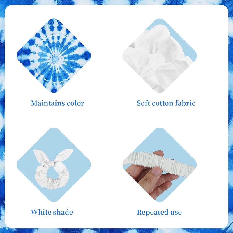 UCEHIPAW 80 Pcs White Cotton Scrunchies Non Slip Stretchy Elastic Head Wrap Holder Hair Ties Accessories 35 Scrunchies 20 Bow Hair Ties 25 Headband for Women DIY Tie Dye Party Supplies