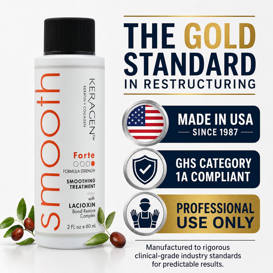 KERAGEN Forte Keratin Smoothing Treatment – Professional Hair Restructuring System for Coarse & Resistant Hair | Formaldehyde Formula, Dimethicone Crosspolymer Seal | Lasts 20+ Washes | 2 oz