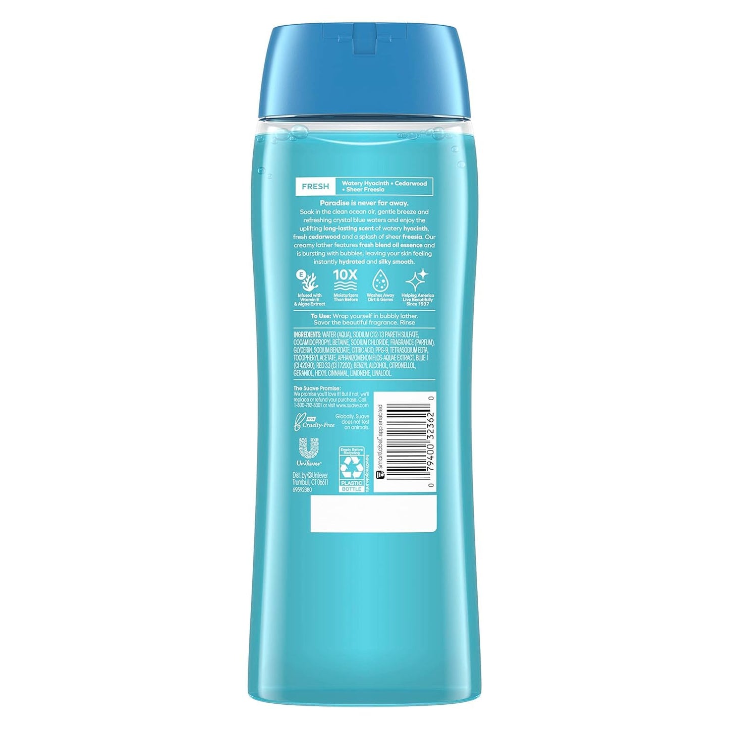 Suave Body Wash Bundle with Ocean Breeze and Sweet Pea Violet Scents, Vitamin E, 18 Oz Packs of 6
