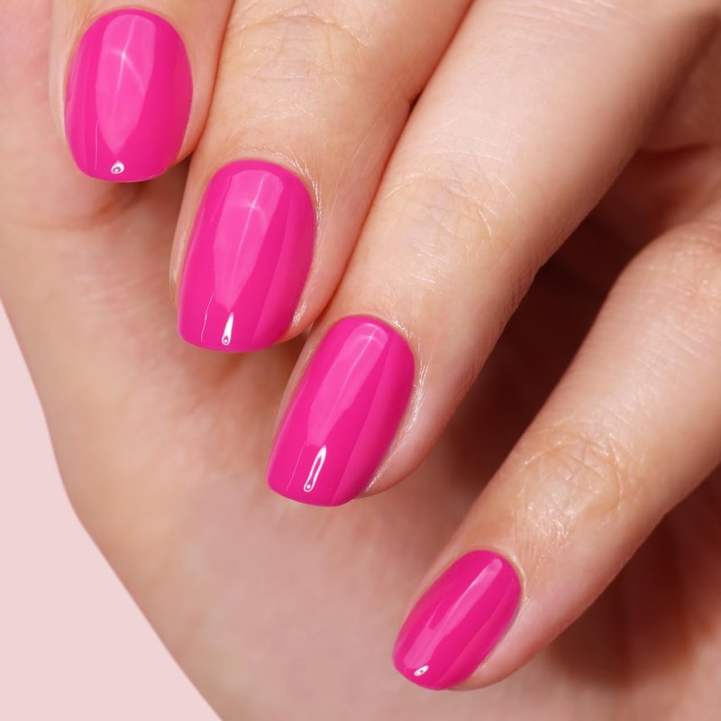 LONDONTOWN Mini Mani Kit - At Home Manicure Nail Care Set with Nail Hardener & Base Coat, Summer Fling lakur (Bright Pink Polish), High Gloss Top Coat, and Nourishing Cuticle Oil - .24fl oz
