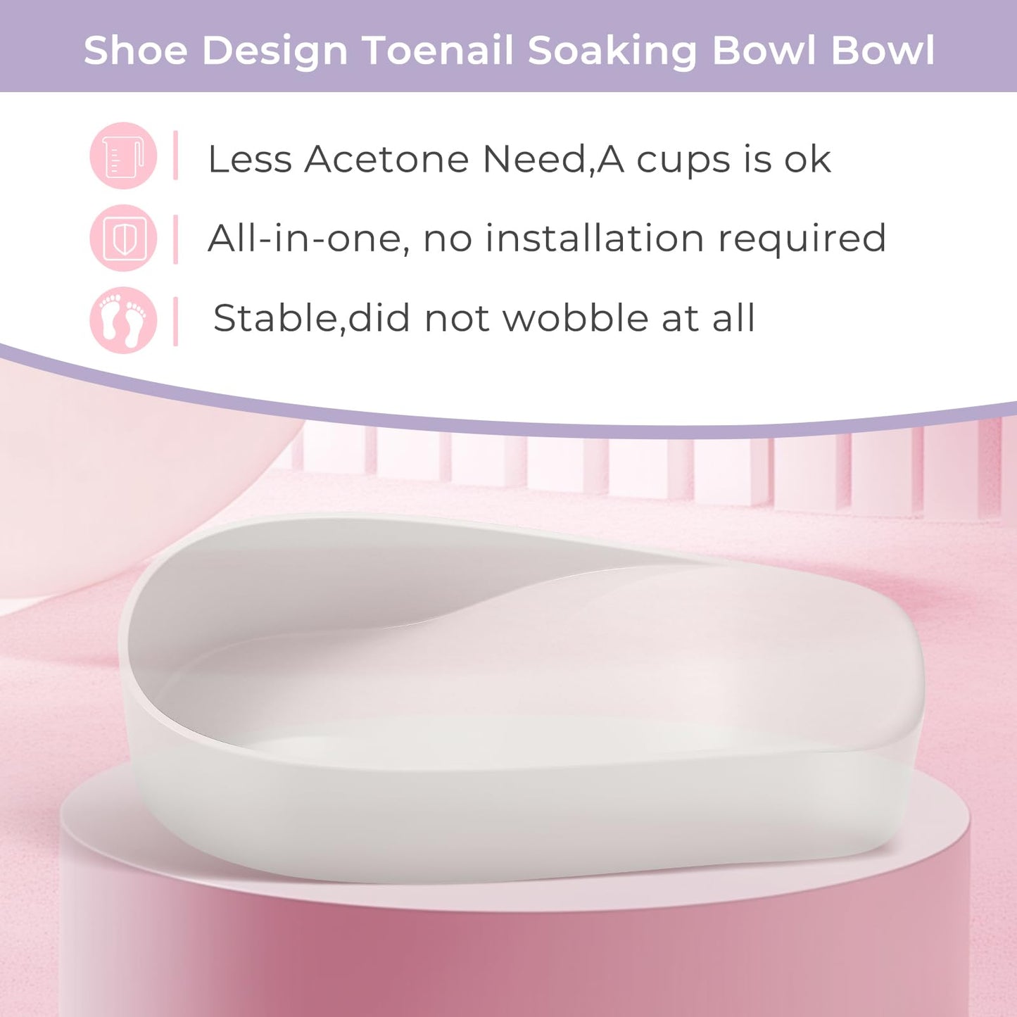 YGQQOY Toe Nail Soaking Bowl, Acetone Soak Off Bowl,Toe Soak Tray,Soak Off Gel Polish Remover Bowl,Foot Soak Pedicure Bowl, Pedicure Tools Set