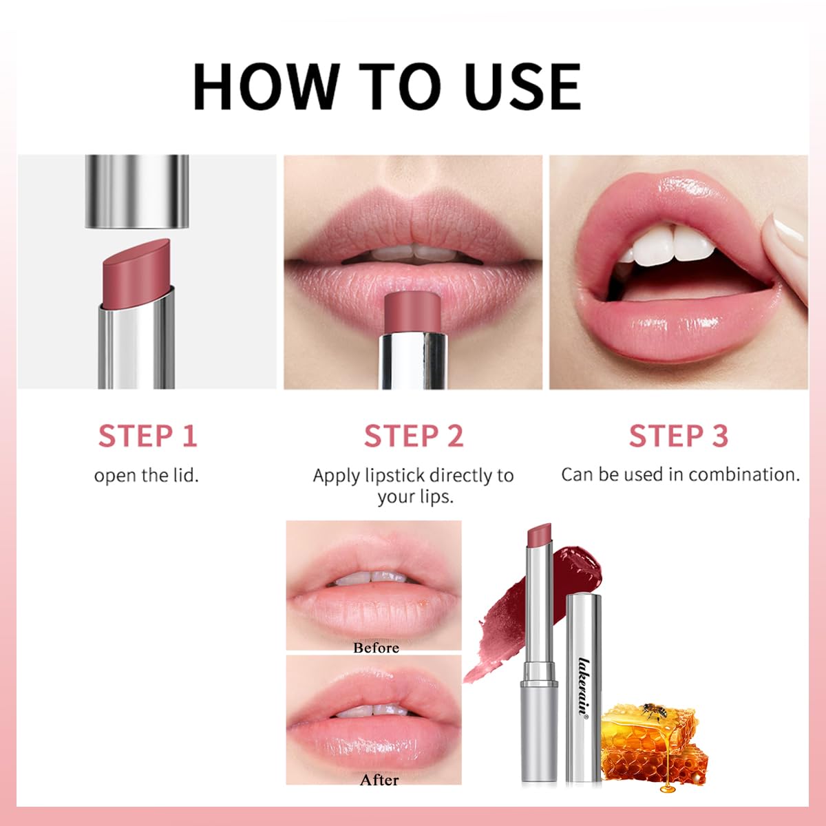 SHEEYOON Honey Lipstick Tinted Lip balm, Hydrating Nourishing Sheer Formula Lipstick, Natural Glossy Finish (2 PCS PINK)