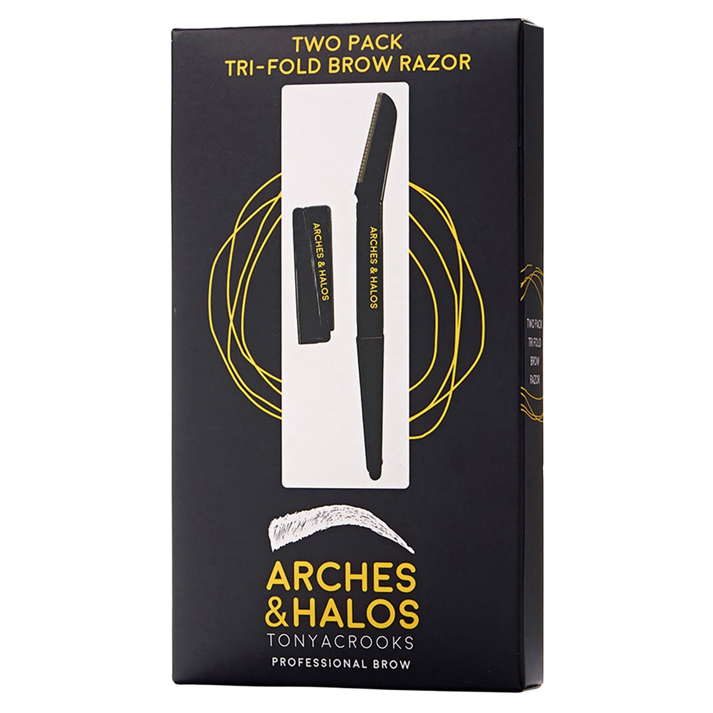 Arches & Halos Two Pack Tri-Fold Brow Razor - Remove Unwanted Hair and Precisely Shape Brows - Soften Skin Without Irritation - Ophthalmologist and Dermatologist Tested - 2 pc (Pack of 3)