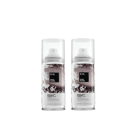 IGK First Class Charcoal Detox Dry Shampoo Travel Size | Deep Cleansing For Oily Hair & Odor Absorbing | Adds Volume & Texture | For All Hair Types | 2.0 Fl Oz (Pack of 2)