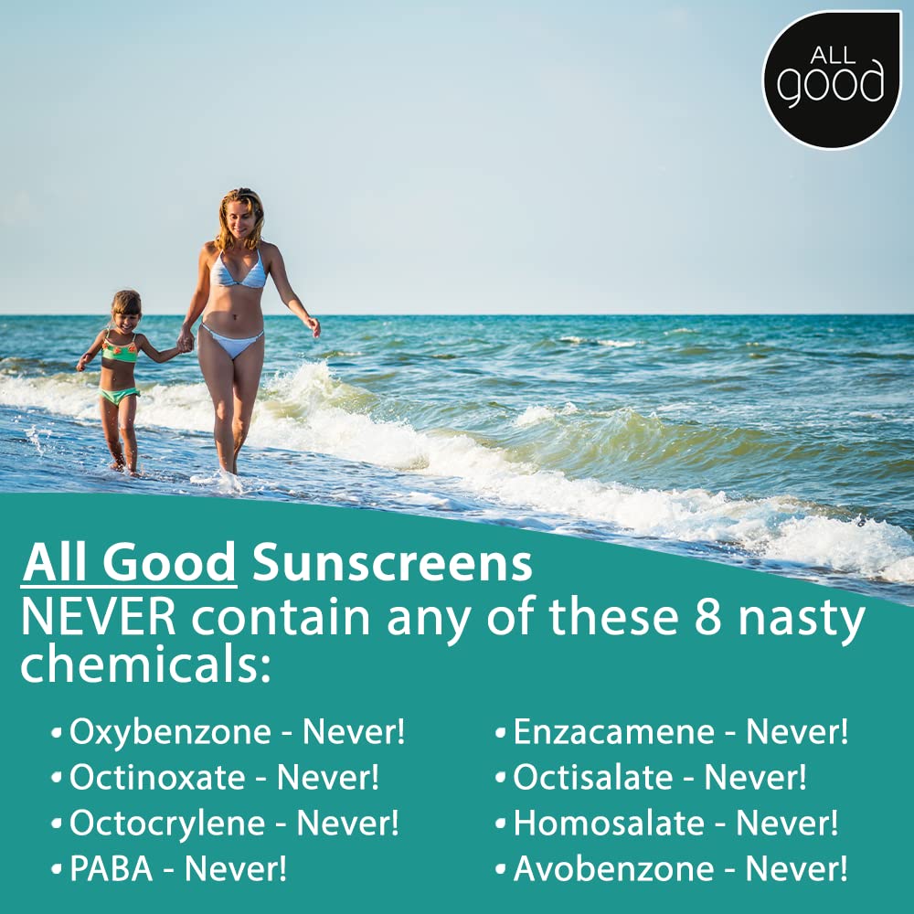 All Good Baby & Kids Sunscreen Spray - UVA/UVB Broad Spectrum, SPF 30, Zinc Oxide, Coral Reef Friendly, Water Resistant, Calendula, Aloe