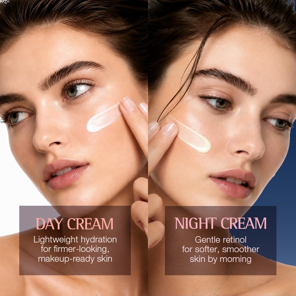 ESSENHERB Day to Night Routine Program – Bounce It Day Cream & Float It Night Cream | Soybean Extract, Retinol & Ceramide for Glass Skin | Korean Skincare Set (1.01 fl oz EA)