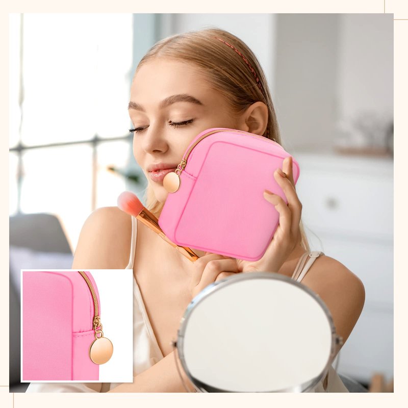 Kacctyen 12 Pcs Mini Makeup Bag Nylon Small Pouch for Purse Mini Square Nylon Pouch with Zipper Small Cosmetic Travel Makeup Bag Purse Organizer for Women(Fresh Color,Regular)