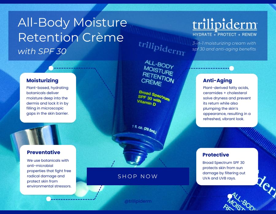 Trilipiderm Body Sunscreen Moisturizer SPF 30 - Travel Size 2-Pack | Vitamin D, Plant-Based Lotion, TSA-Approved 3 oz Tubes