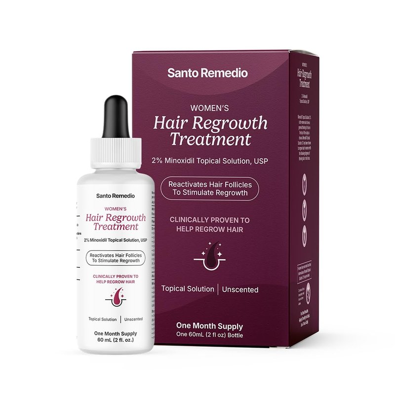 Santo Remedio Women’s Hair Regrowth Treatment, Helps Stimulate Hair Growth and Reduce Hair Loss, Contains 2% Minoxidil, Clinically Proven Ingredient, Fragrance Free (1-Month Supply)