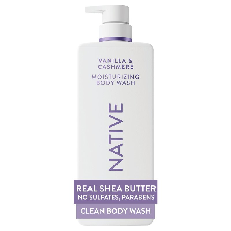 Native Vanilla & Cashmere Scent 24-Hour Moisturizing Bodywash for Men & Women, Clean & Gentle, for Dry or Sensitive Skin, Keeps Skin Healthy & Smooth, Free of Sulfates, Cruelty-Free, 22 oz