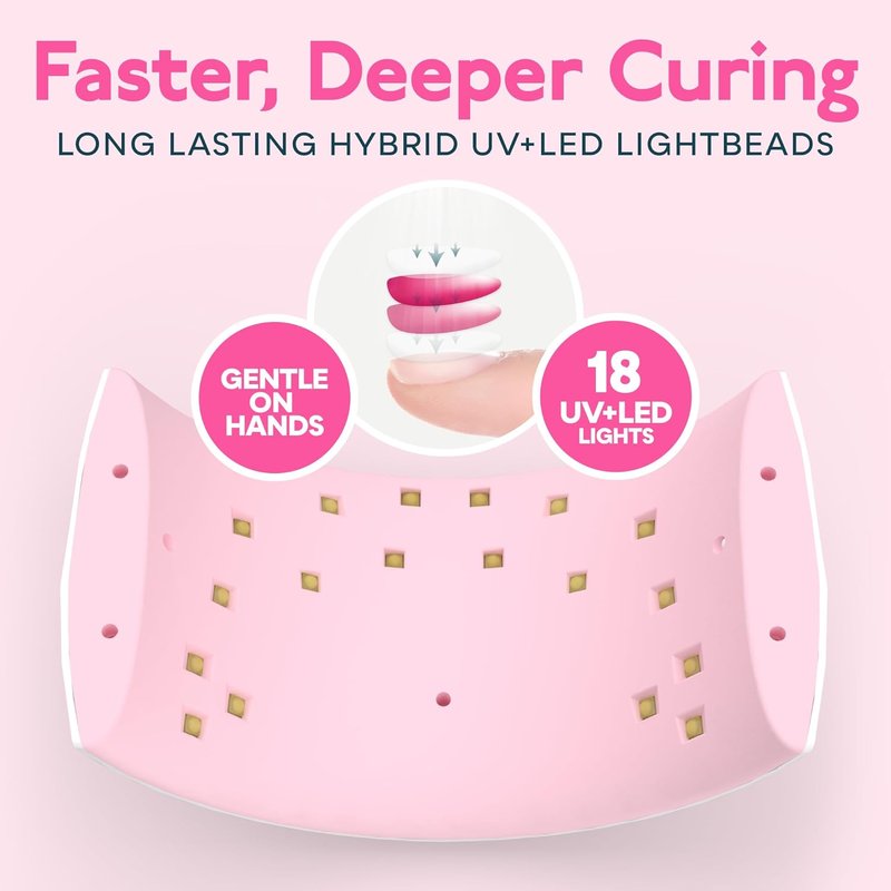 UV LED Nail Lamp - Professional Nail Dryer for Gel Polish with Sensor & 2 Timers | Stylish Pink Design
