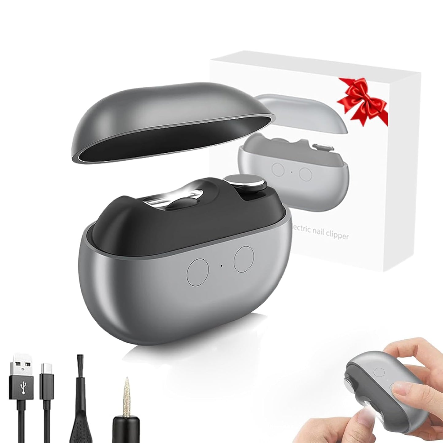 Easyclip Smart Nail Clipper,New 3 in 1 Easy Clip Electric Nail Clippers for Seniors,Designed for Extra Hard/Thick Hands Feet Nails,Polishing Clipper with Light,for Limited Mobility People