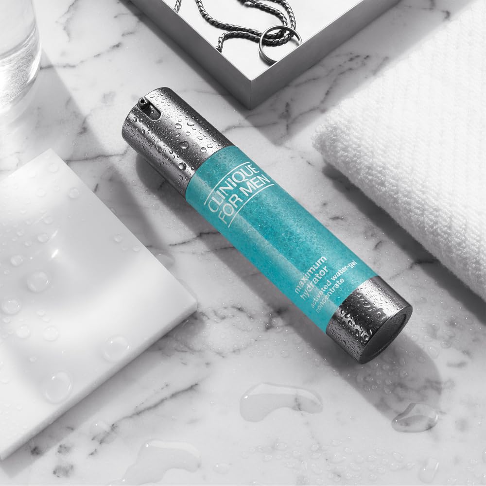 Clinique For Men Starter Kit Gift Set For Daily Intense Hydration | Face Wash, Cream Shave, Maximum Hydrator Activated Water Gel Concentrate | Includes 3 Travel Size Pieces | Perfect for Him