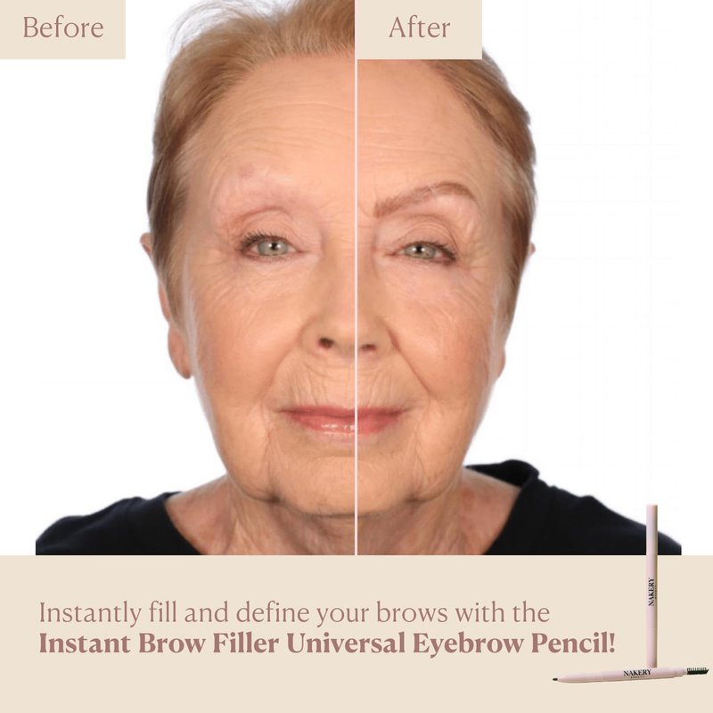 Nakery Universal Eye Brow Pencil Duo - 3-in-1 Eyebrow Pencil with Color-Adapt Technology for Natural & Flawless Brows - Precision Eyebrow Liner Infused with Castor Oil, Hyaluronic Acid & Vitamin E