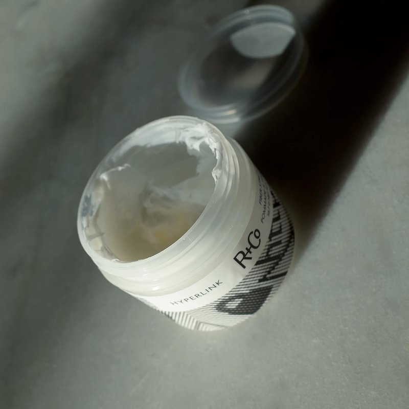 R+Co HYPERLINK Fiber Stretch Pomade - Flexible Hair Styling Pomade for Texture & Definition | All Hair Types