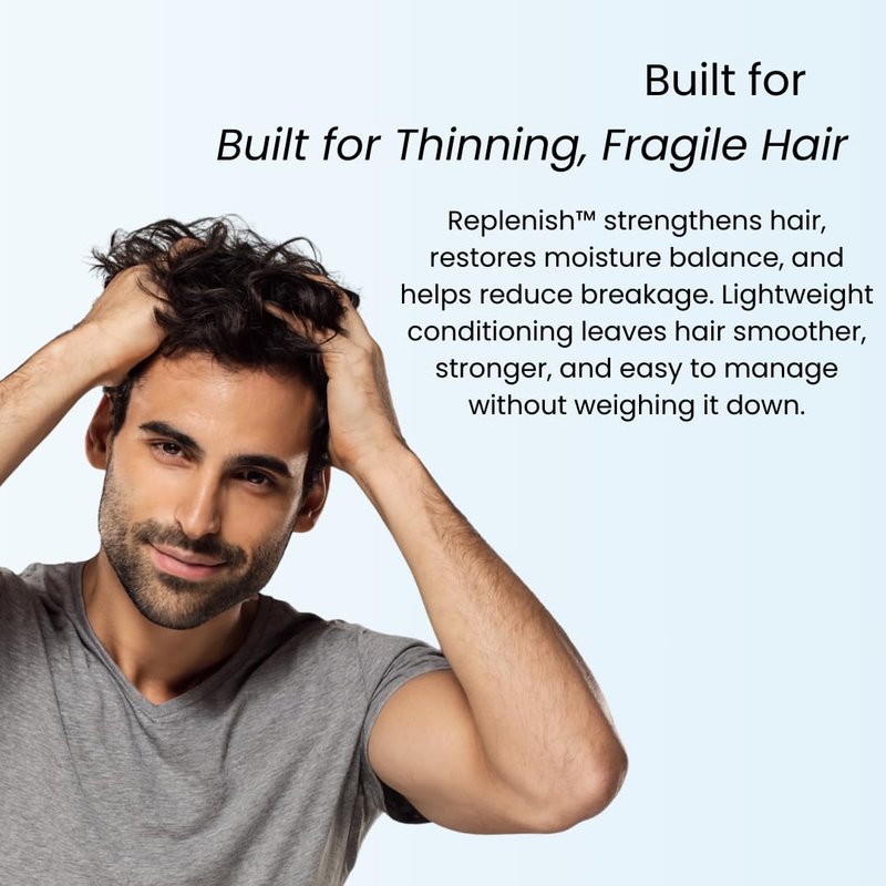 Growplex Replenish Conditioner – Hydrating Botanical Blend with Biotin, Argan Oil & Macadamia Seed Oil – Helps Reduce Breakage & Supports Fuller-Looking Hair – 250ml