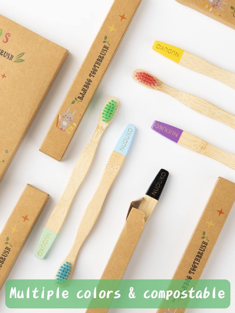 Bamboo Kids Toothbrushes - Eco-Friendly Organic 6-Pack | Biodegradable Soft Bristles for Toddlers