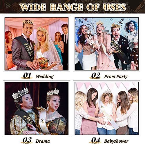 Henoyso 4 Pcs Prom King and Queen Crowns for Men Women Halloween Party King Queen Tiara Headband Homecoming Party Favor