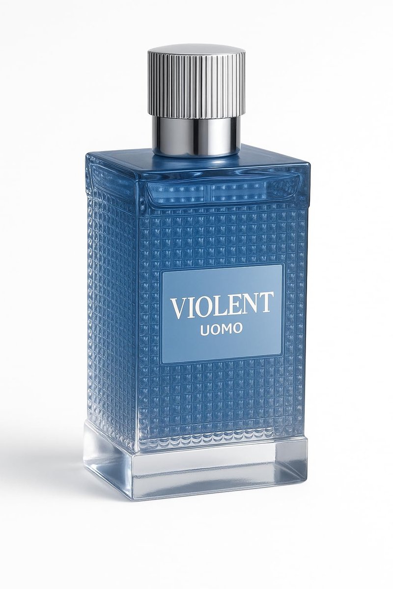 Men's Perfume 100ml (3.4oz), Blue Glass Bottle, Textured Pattern Design, Silver Cap, Luxury Cologne For Men