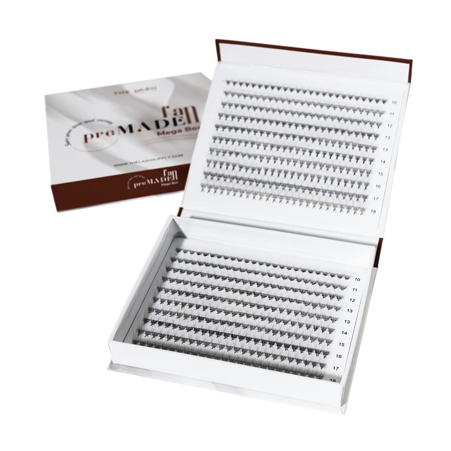 THE LASH SUPPLY 600 Fans, 5D Volume Promade Fan Mega Box, C/D Curl, Length 9-20mm, 0.07 Thickness, Natural and Long-lasting Curl, Promade Eyelash Extension Fans