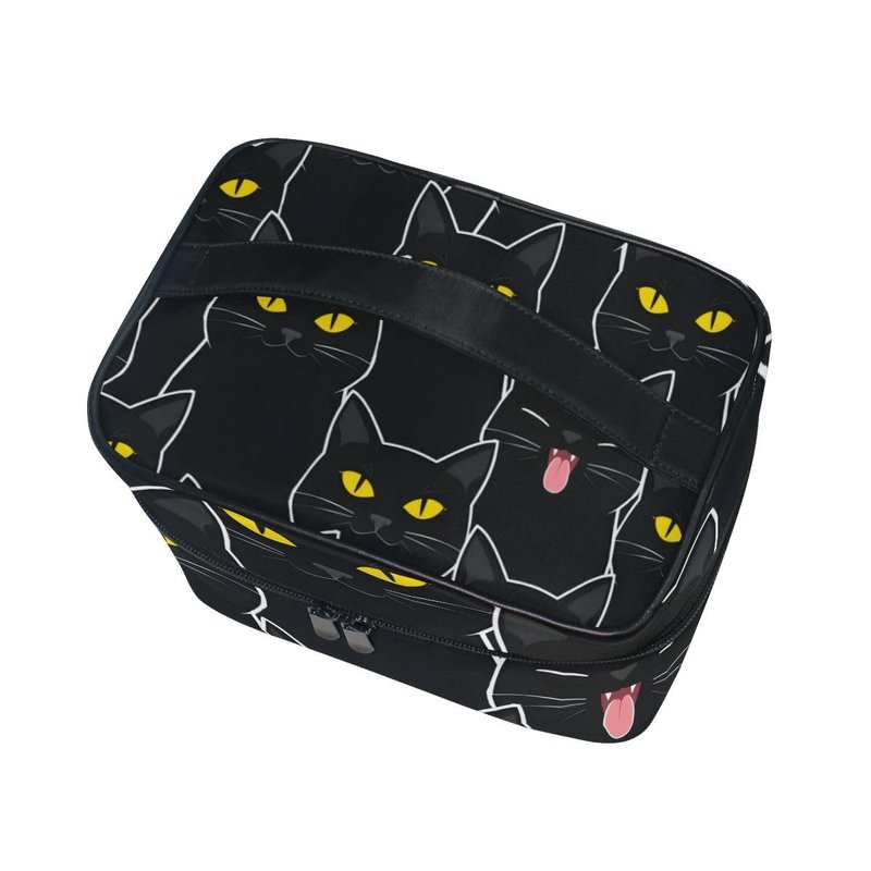 senya Travel Makeup Bags With Zipper Black Cats Pattern Cosmetic Bag Toiletry Bags Train Cases Storage Bags Portable Multifunction Case for Women Girls