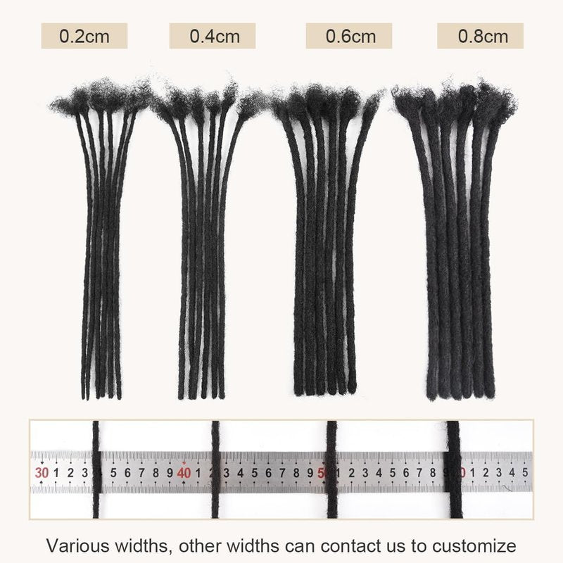 DAIXI 0.6cm and 0.4 0.8cm Options Thickness 6-18 Inch 20 Strands 100% Real Human Hair Dreadlock Extensions for Man/Women Handmade Permanent loc Extensions Bundles Can Be Dyed Bleached Curled Twisted
