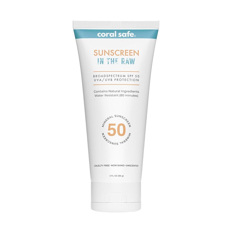 Reef Safe Mineral Sunscreen Travel Lotion SPF 50 - Mexico & Hawaii 104 Reef Act Compliant, Biodegradable, Zinc Oxide, Oxybenzone & Octinoxate Free, Water Resistant, Natural Ingredients, by Coral Safe