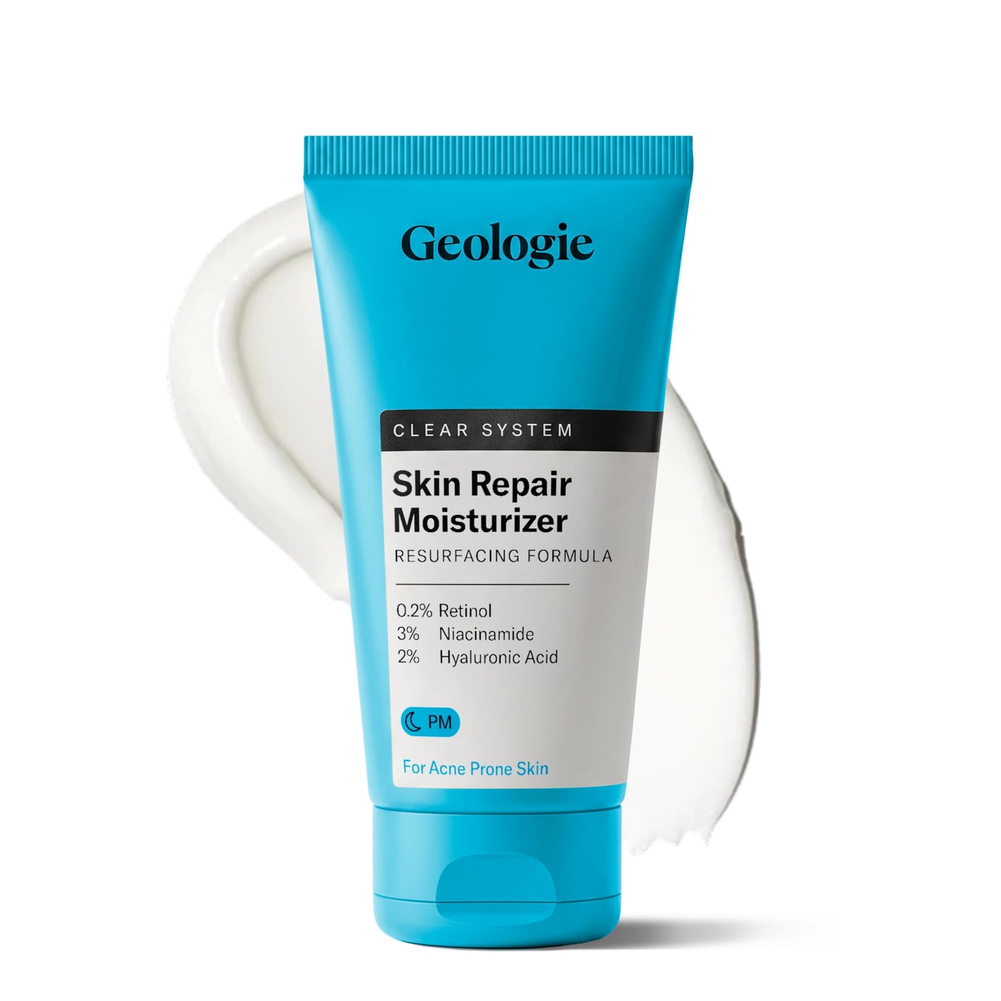 Geologie Skin Repair Moisturizer Face Cream | Clear System Retinol Resurfacing Formula | For Blemish Prone Skin with Niacinamide & Hyaluronic Acid | 60 ML