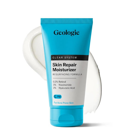 Geologie Skin Repair Moisturizer Face Cream | Clear System Retinol Resurfacing Formula | For Blemish Prone Skin with Niacinamide & Hyaluronic Acid | 60 ML