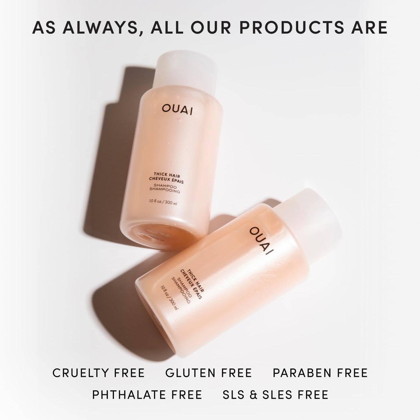 OUAI Thick Hair Shampoo - Hydrating Shea Butter Shampoo for Full, Frizzy Hair - Deeply Moisturizing, Detangling, Split Ends - Marshmallow Root, Avocado Oil & Keratin - Sulfate Free 10 Oz