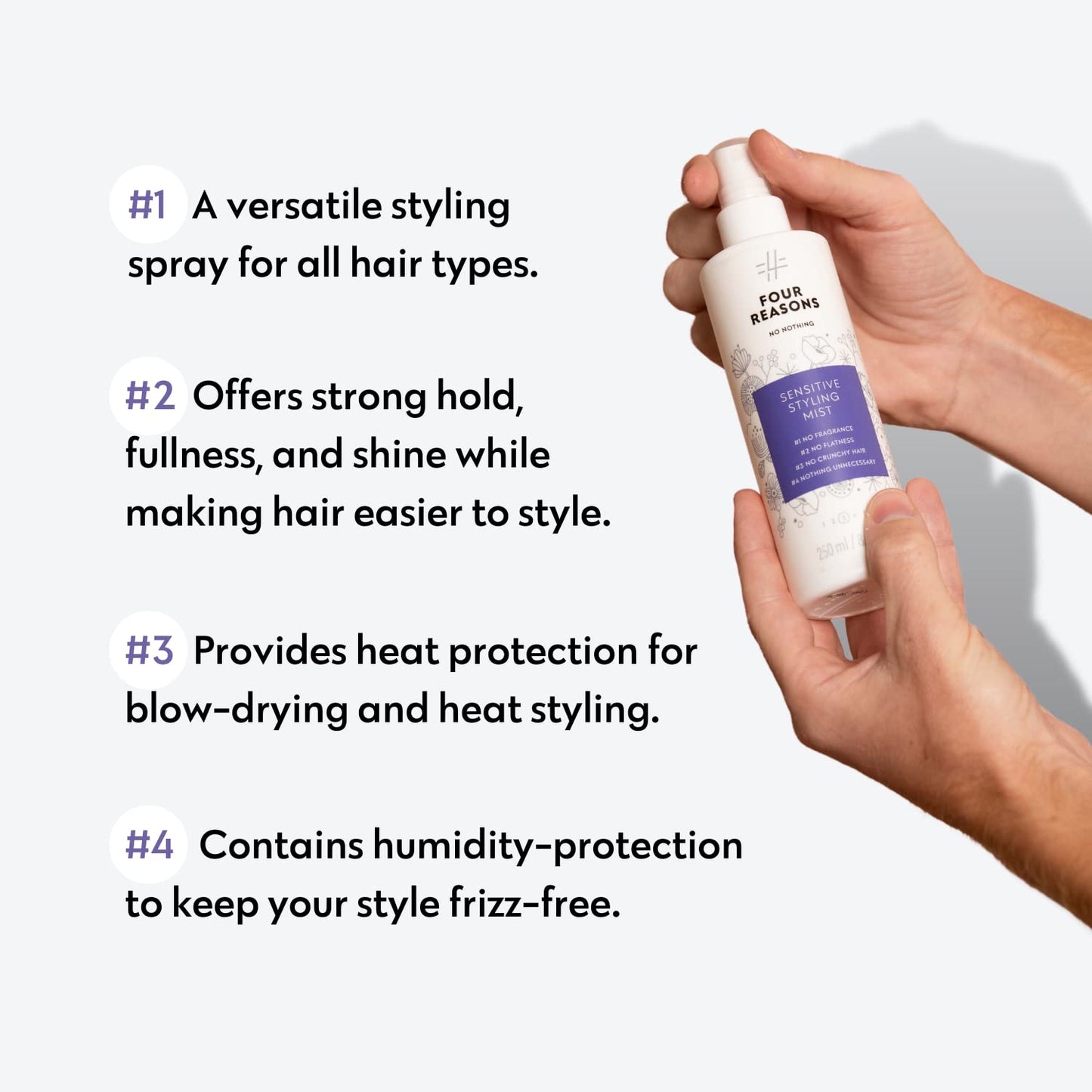 No nothing Styling Mist - Hair Heat Protectant Blowout Spray, Hypoallergenic Volumizing Spray, Heat Activated Medium Hold Fine Hair Volumizer, Frizz Control, Humidity Shield, Fragrance Free, 8.45oz