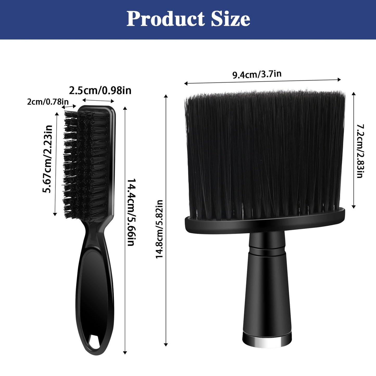 Barber Brush Set - 2 PCS Clipper Blade Cleaner, Soft Neck Duster, and Neckline Hairbrush for Hairstyling Professionals