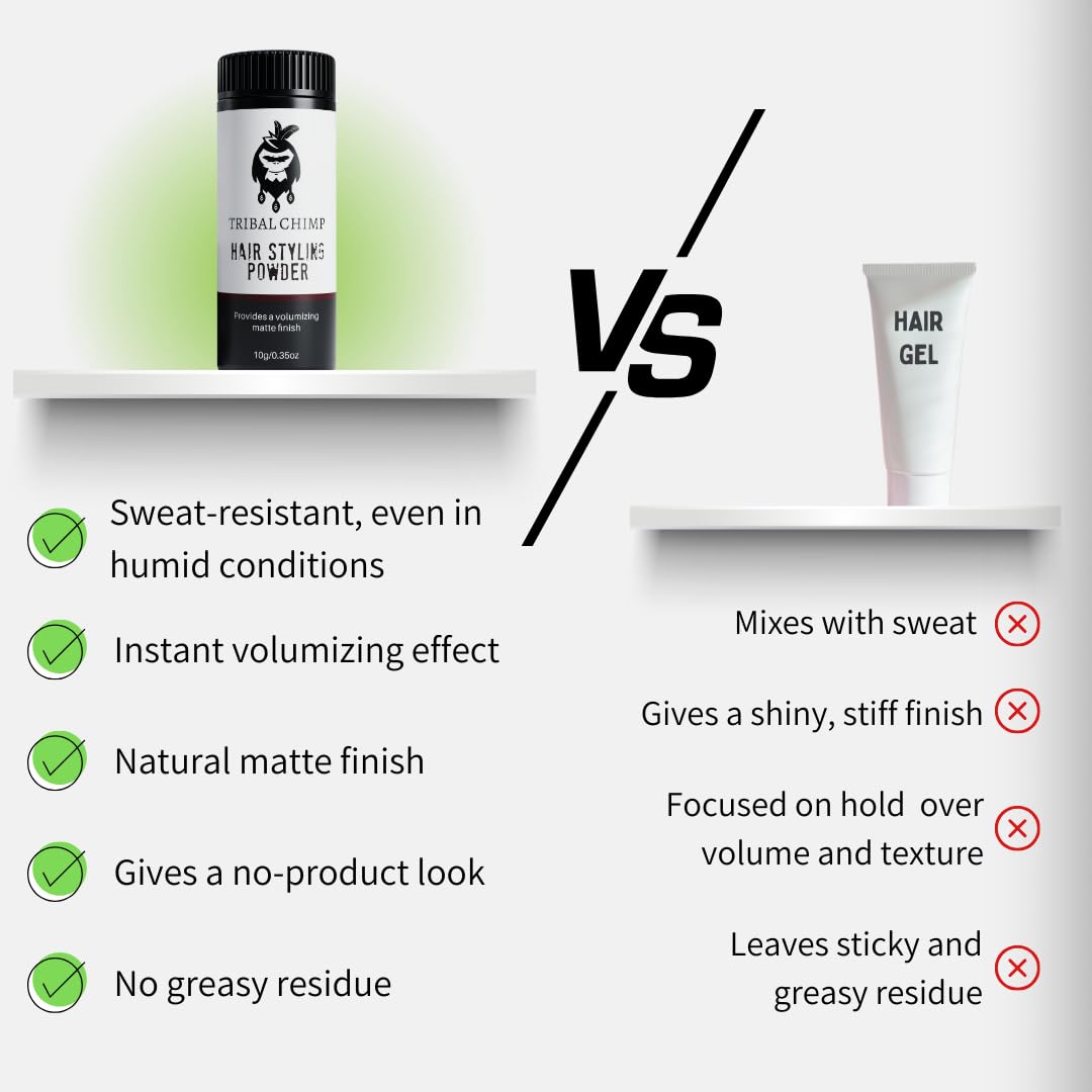 Tribal Chimp Hair Styling Powder, All-day Invisible Hold Hair Volumizer and Texture Powder for Men and Women, Styling Powder with Matte Finish - 3-Piece Set, 10g