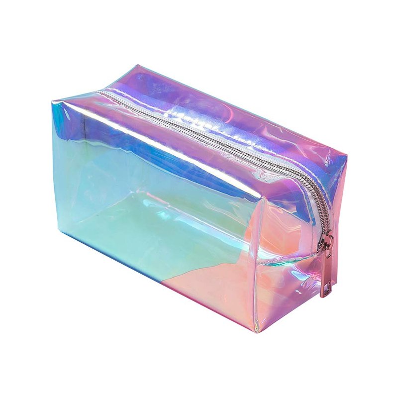 Large Holographic Makeup Bag - TPU Cosmetic Bag with See Through Design, Travel Cosmetic Toiletry Bag Organizer Case with Zipper for Women