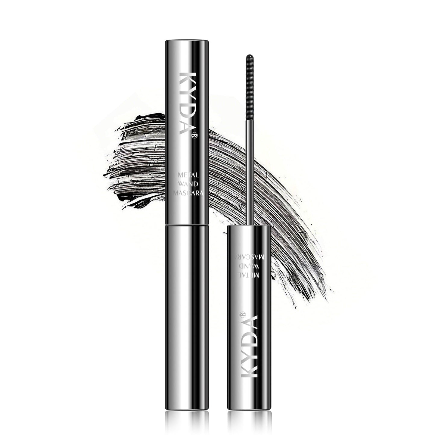 KYDA Washable Metal Mascara, Extra Slim Super Curling Voluming Eyelash, Bristleless Metal Mascara Brush, Lasting No Flaking Pigment