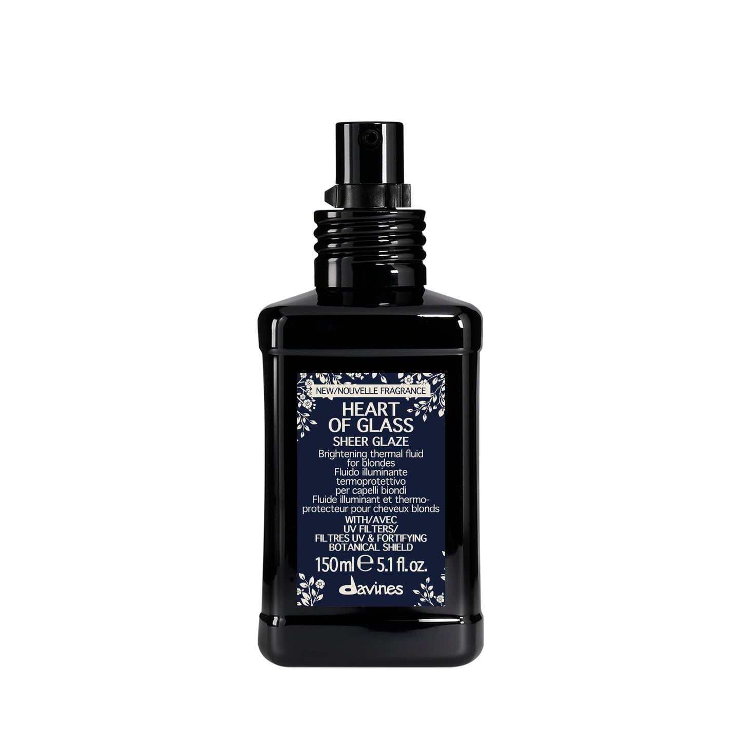 Davines Heart of Glass Sheer Glaze, Brightening Thermal Leave-In Fluid for Blonde Hair - Hydrates, Protects from UV/Heat & Adds Shine with Fortifying Botanical Shield, 5.07 Fl Oz