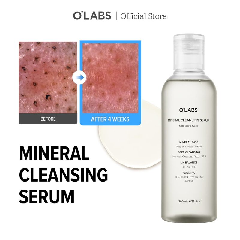 O'LABS Mineral Cleansing Serum - Gentle Facial Cleanser with Dead Sea Minerals | 200ml / 6.76 fl. oz.