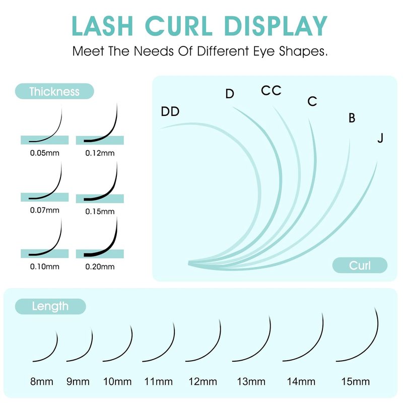 Classic Volume Eyelash Extensions - 0.05mm C Curl Soft Individual Lashes | 9mm Length, 16 Rows for Professionals