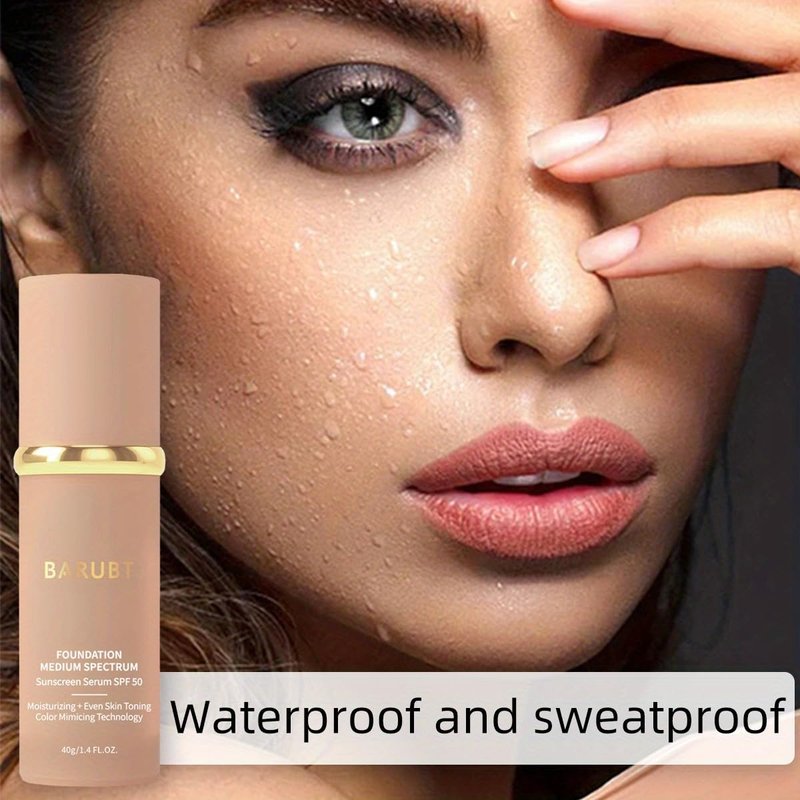 Color Changing Foundation with SPF 50 - 4 in 1 Moisturizing Medium-Full Coverage Cream | Lightweight Natural Look Makeup