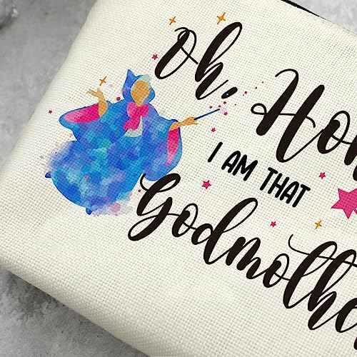 Decohim Makeup Bag Cosmetic Bag for Women Funny Godmother Gift Godmother Proposal Pregnancy Announcement Birthday Wedding Mothers Day Christmas Gifts for Godmom Fairy Fans I'm That Godmother