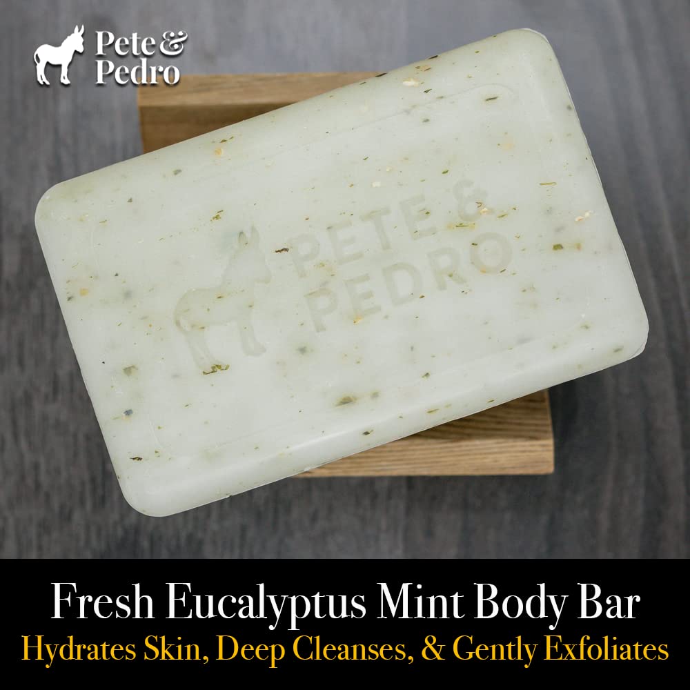 Pete & Pedro FROST Body & Balls Powder & FRESH Natural Body Bar Soap Combo – Talc-Free Ball Powder for Men 4.4 oz | Hydrating & Exfoliating Soap Bar Shea Butter & Pumice 5 oz | Eliminates Sweat & Odor