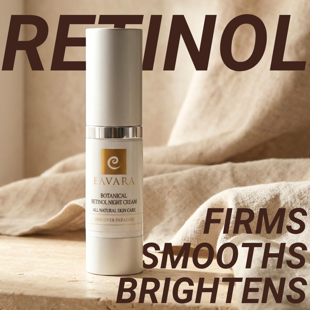 Eavara Organic Retinol Night Cream, Overnight Natural Face Moisturizer Cream with Hyaluronic Acid, Shea Butter, and Aloe Vera